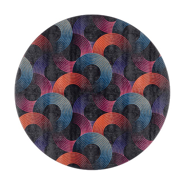 Optical illusion: metallic linear rings. cutting board (Front)