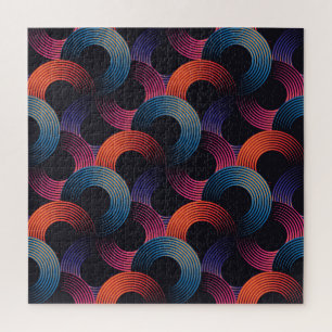 Optical illusion: metallic linear rings. jigsaw puzzle
