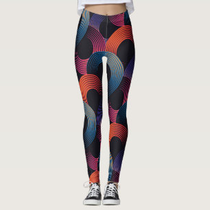 Optical illusion: metallic linear rings. leggings