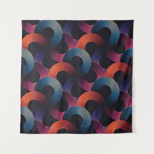 Optical illusion: metallic linear rings. tapestry