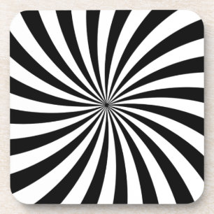 Optical Illusion Moving Black and White Swirl Coaster
