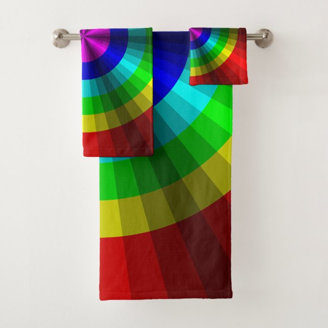 Optical Illusion Rainbow Bathroom Towel Set (Insitu)