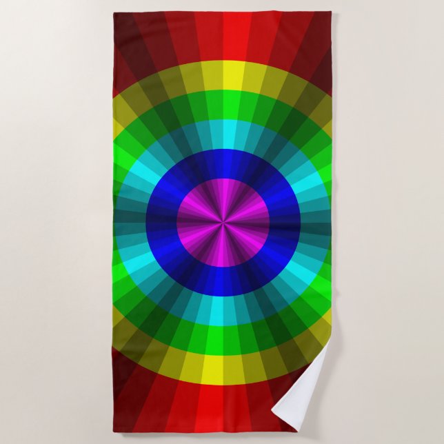 Optical Illusion Rainbow Beach Towel (Front)