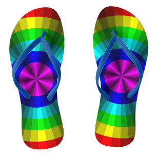 Optical Illusion Rainbow Flip Flops
