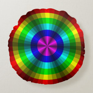 Optical Illusion Rainbow Round Pillow