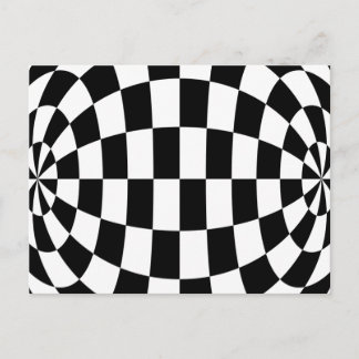 Optical Illusion Round checkers Black White Postcard