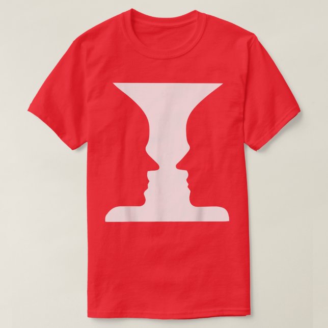 Optical Illusion Science Abstract Face Vase Novelt T-Shirt (Design Front)
