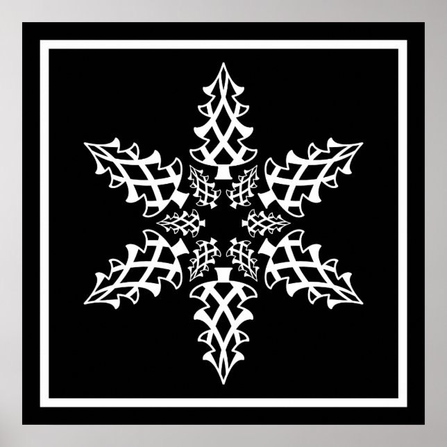Optical Illusion Snowflake Christmas Elegant Poster (Front)