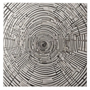 Optical Illusion, Spiral, Atomic Era lines Tile