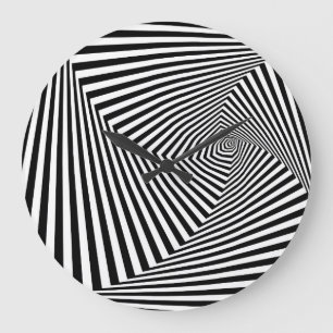 Optical Illusion: Striped Geometric Abstract. Large Clock