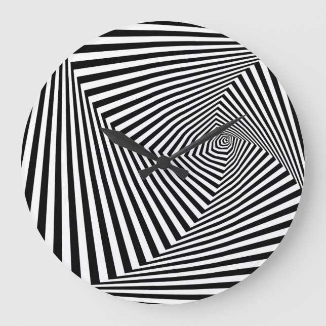 Optical Illusion: Striped Geometric Abstract. Large Clock (Front)