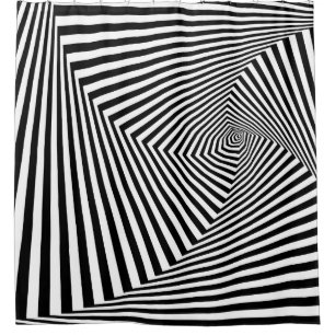 Optical Illusion: Striped Geometric Abstract. Shower Curtain