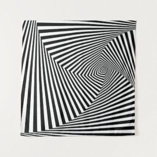 Optical Illusion: Striped Geometric Abstract. Tapestry