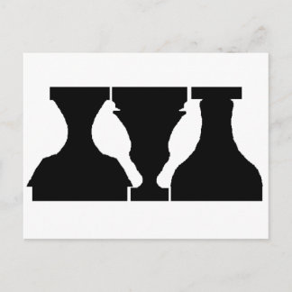 Optical illusion with birds and urns postcard