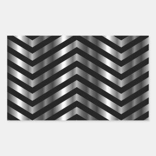 Optical illusion with metal bars and zig zag lines rectangular sticker
