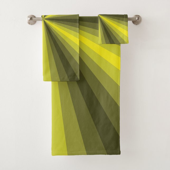 Optical Illusion Yellow Bathroom Towel Set (Insitu)