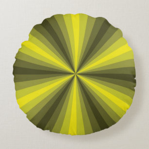 Optical Illusion Yellow Round Pillow