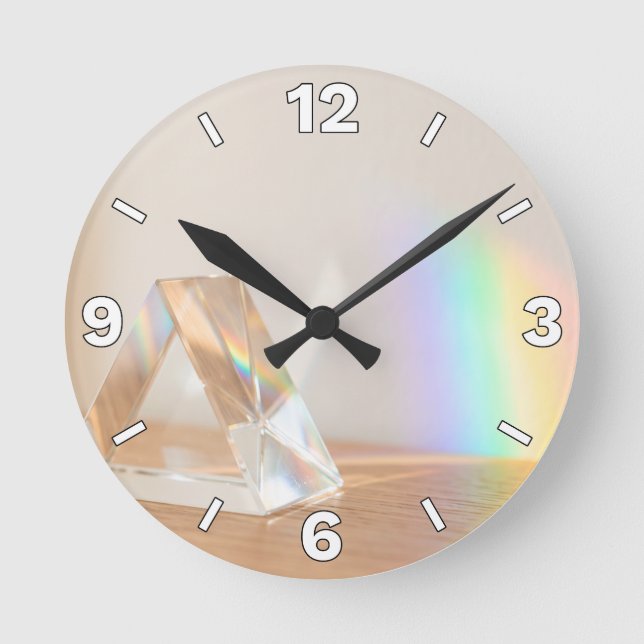 Optical Prism Rainbow Light Refraction Home Decor Round Clock (Front)