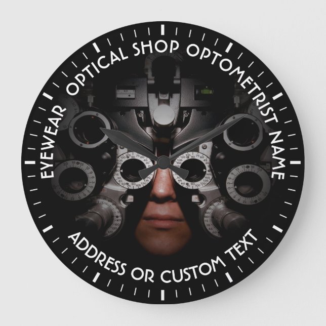 Optical Shop Optometrist Ophthalmologist Name Large Clock (Front)