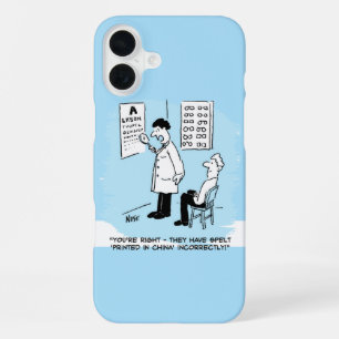 Optician Checks Spelling on Optical Wall Chart iPhone 16 Plus Case