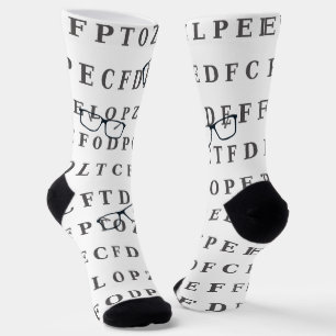 Optician Eye Test Chart and Specs Socks