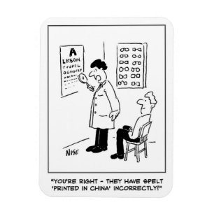 Optician giving an eye-test magnet