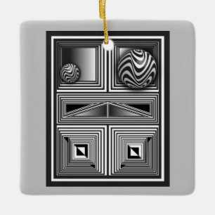 Optics thru Shapes Ceramic Ornament