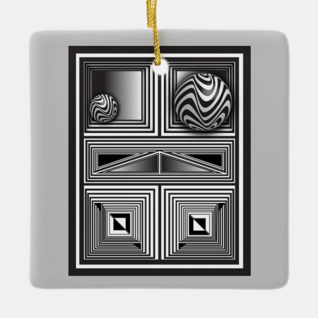 Optics thru Shapes  Ceramic Ornament (Front)