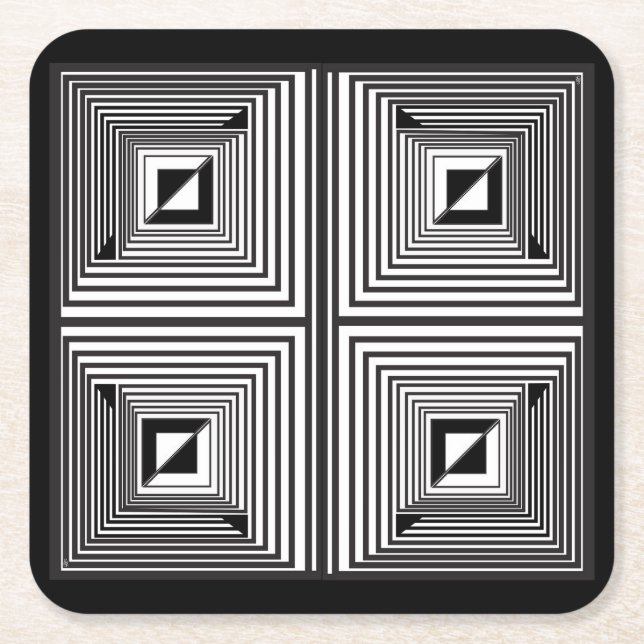 Optics thru Shapes Square Paper Coaster (Front)