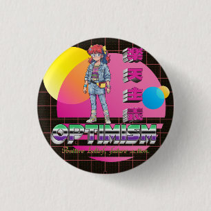optimism Retrowave Anime Girl Button