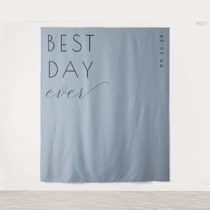 Optimistic Blue Minimalist Celebration Sign Tapestry