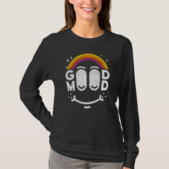 Optimistic Good Mood good vibe laughing positive v T-Shirt (Front)
