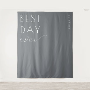 Optimistic Gray Typographic Celebration Tapestry