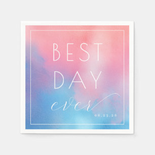 Optimistic Pink Blue Watercolor Celebration Card Napkin