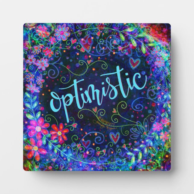 Optimistic Pretty Blue Floral Inspirivity Plaque (Front)