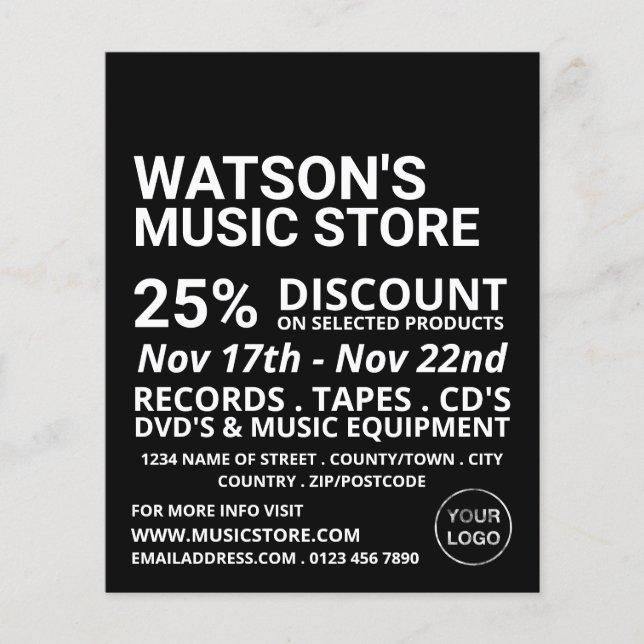Optional Logo, Music Store Advertising Flyer (Front)