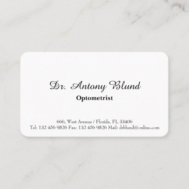 Optometrist Classic Business card (Front)