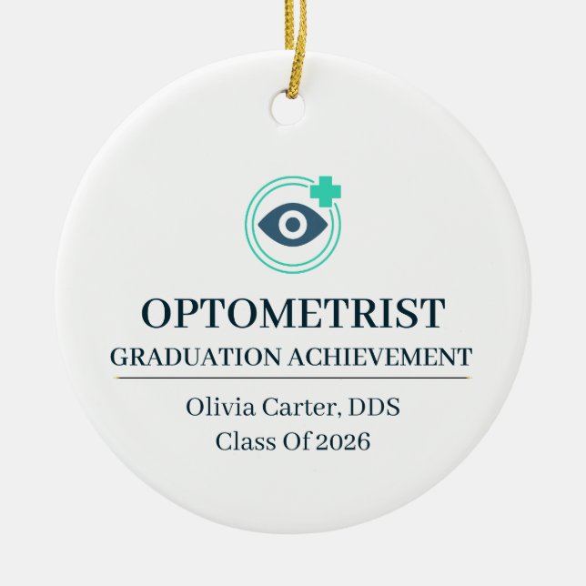Optometrist Custom Name Since Year Ceramic Tree Decoration (Front)