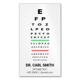 Optometrist   Doctor   Eye Exam Chart Magnetic Business Card