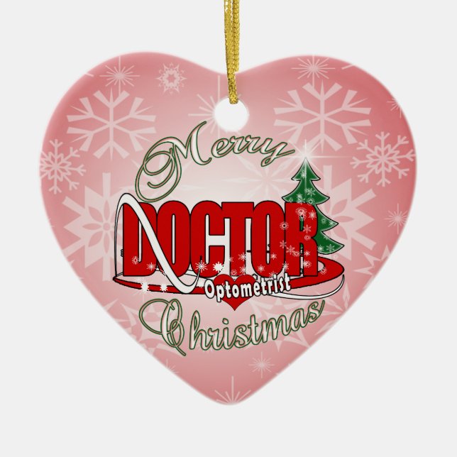 OPTOMETRIST DOCTOR MERRY CHRISTMAS CERAMIC TREE DECORATION (Front)