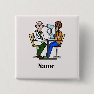 Optometrist Examining Patient Name Button