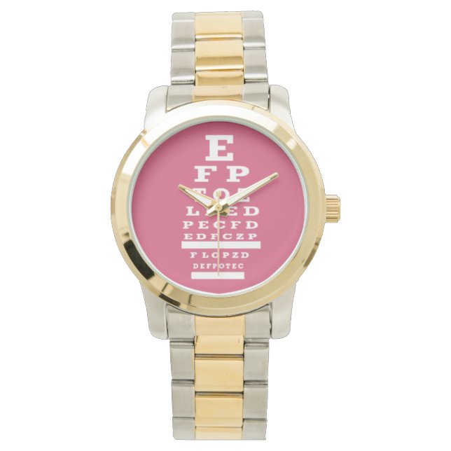Optometrist Eye Chart Watch Pink (Front)