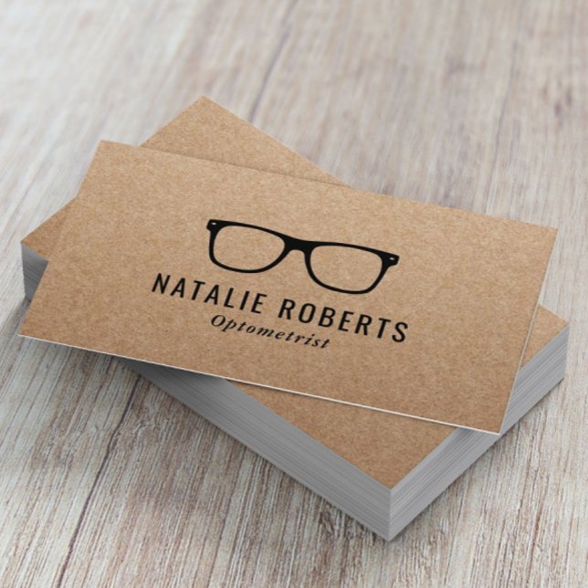 Optometrist Eye Doctor Glasses Rustic Kraft Business Card (Creator Uploaded)