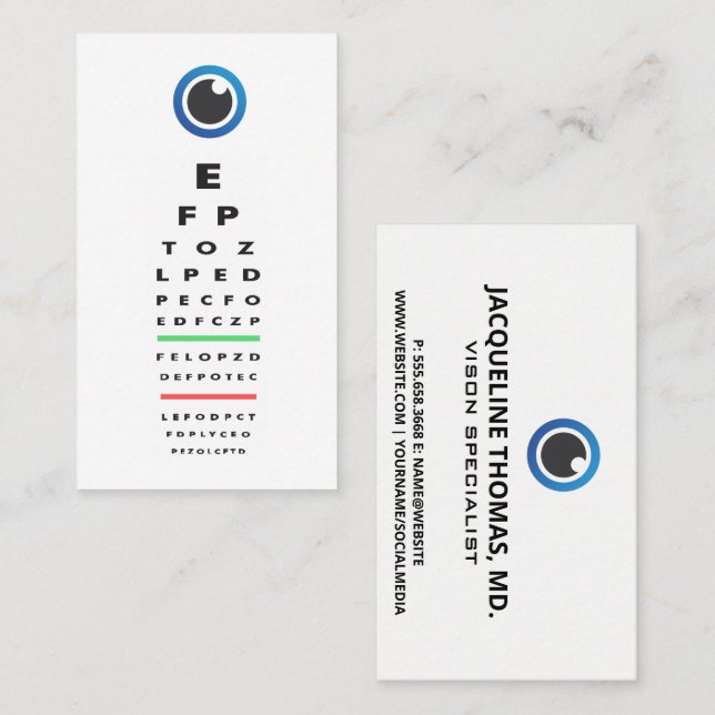 Optometrist | Eye Exam | Eye Icon Appointment Card (Front/Back)