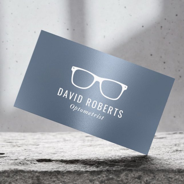 Optometrist Eye Glasses Modern Dusty Blue Business Card (Creator Uploaded)