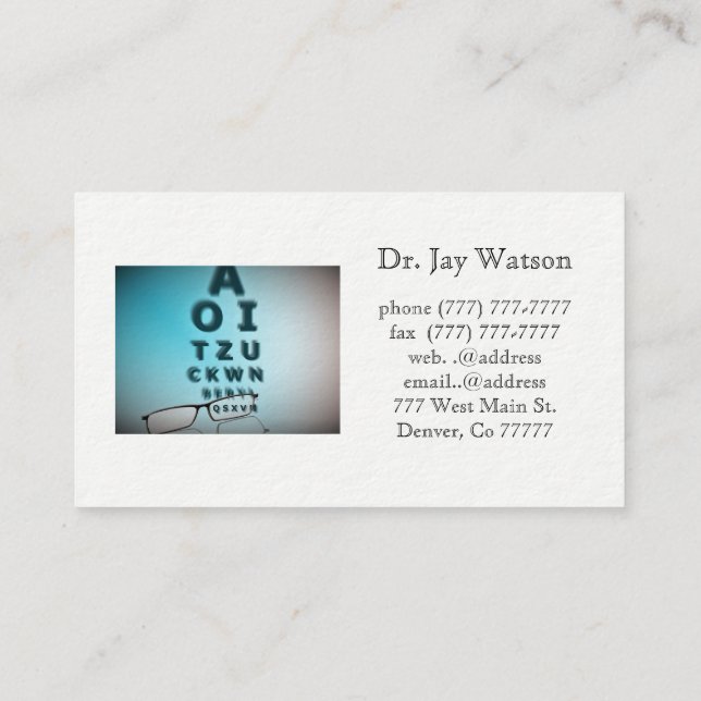 Optometrist Ophthalmologist Eye  Business Card (Back)