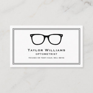Optometrist Optician Ophthalmologist Black White Business Card