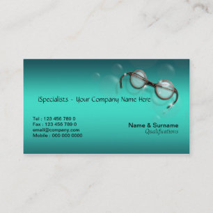 Optometrist optics optician eye turquoise business card