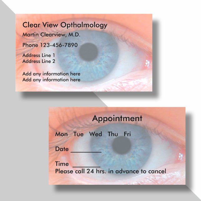 Optometrist or Ophthalmologist Appointment Business Card (Creator Uploaded)