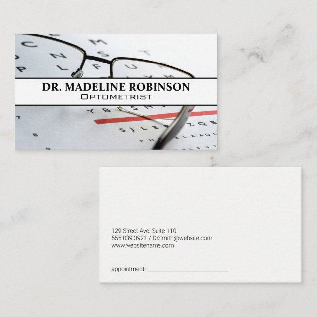 Optometrist | Prescription Glasses Appointment Card (Front/Back)